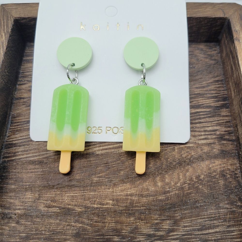 2/$20 Brand New Popsicle Sticks Green Earrings